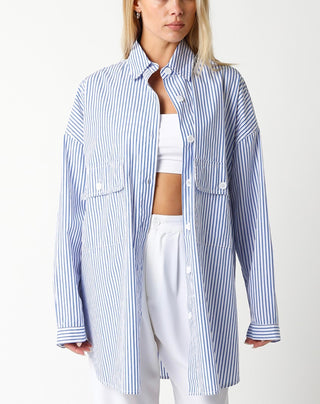 Ally Oversized Stripe Button Down Top