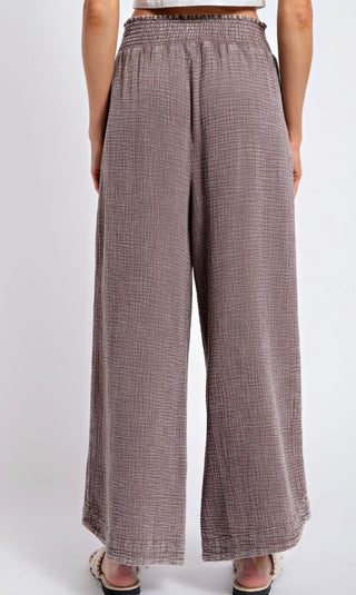 Mineral Washed Smocked Waist Pants