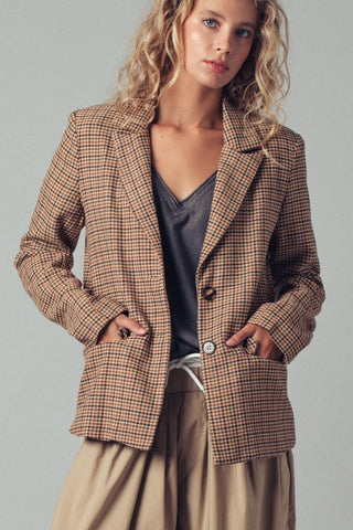 Tailored Houndstooth Blazer
