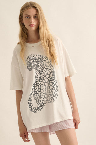 Cheetah Distressed Collar Tee