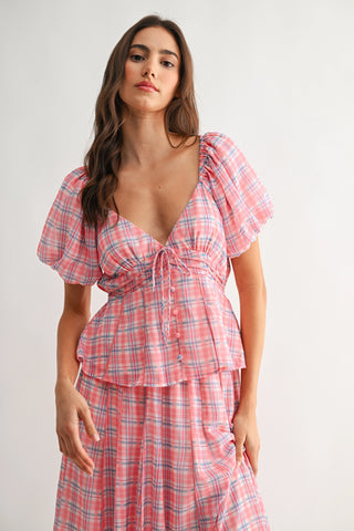 Bria Plaid Peplum Blouse