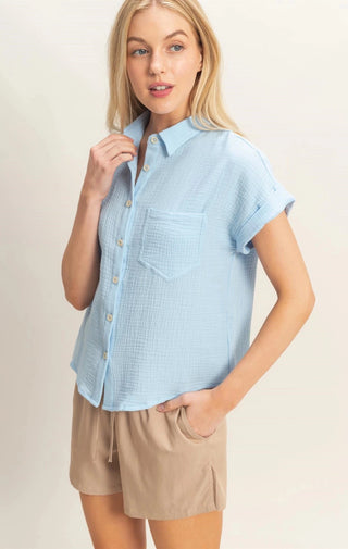 Sky Button Up