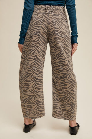 Wild & Free Zebra Barrel Jeans