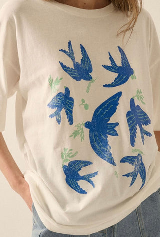 Soaring Vintage Print White Tee