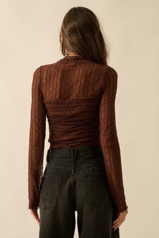 Rue Striped Floral Lace Chocolate Bodysuit
