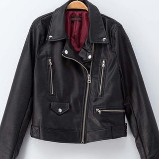 Jacket faux leather biker black