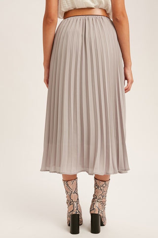 Chiffon pleated grey midi skirt