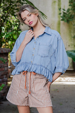 All About Ruffles Denim Top