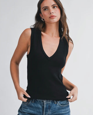 Amie Ribbed V-Neck Tank Top