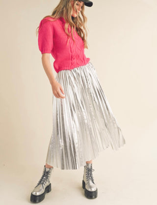 Electric Metallic Midi Skirt