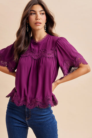 Hallie Lace Trim Top