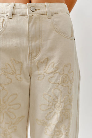 Dani Embroidered Barrel Jeans
