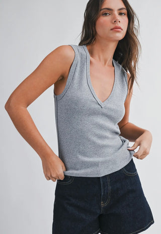 Amie Ribbed V-Neck Tank Top