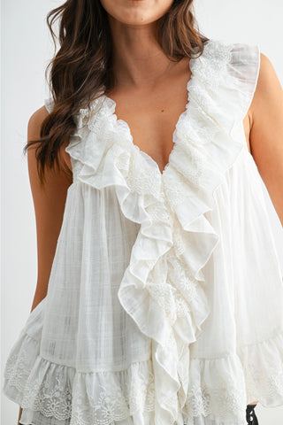 Viola Embroidered Lace Top