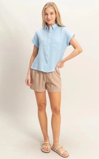 Sky Button Up