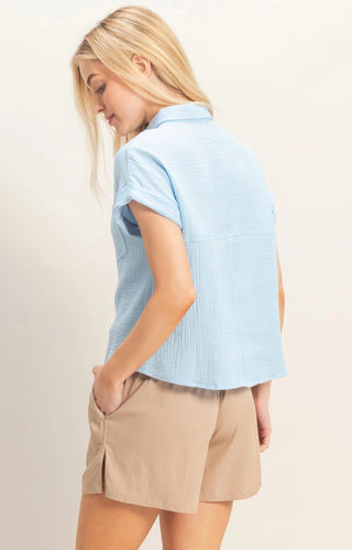 Sky Button Up