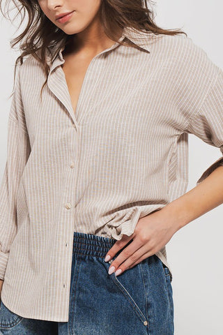 Nell Striped Linen Button Down Top