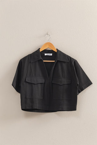 Flap Pocket Denim Top