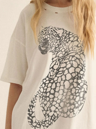 Cheetah Distressed Collar Tee