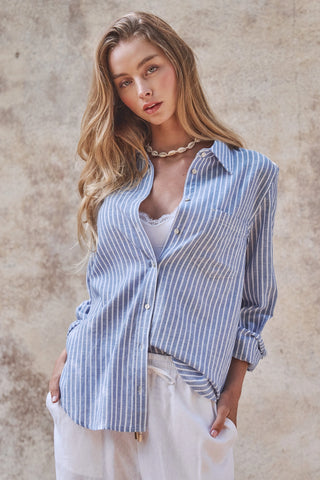 Coastal Striped Button Down Shirt