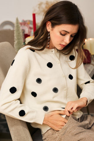 Avenly Polka Dot Cardigan Sweater