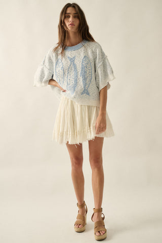 Three Fishes Sweater Top