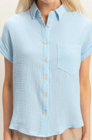 Sky Button Up