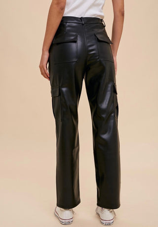 Cargo Faux Leather Pants