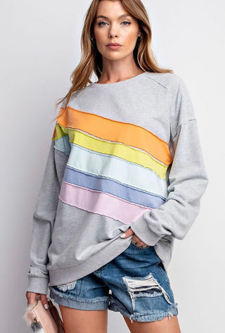 Washed Colorblock Patch Top