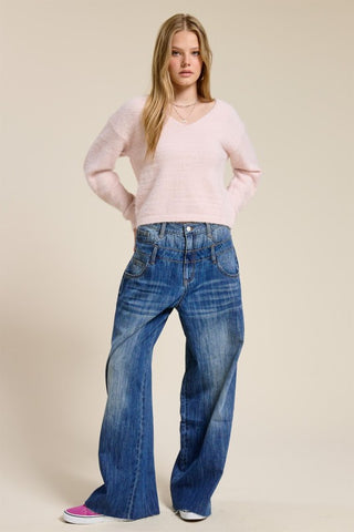 Isla Fuzzy V-Neck Sweater