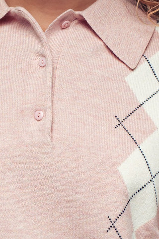 Dottie Argyle Polo Sweater