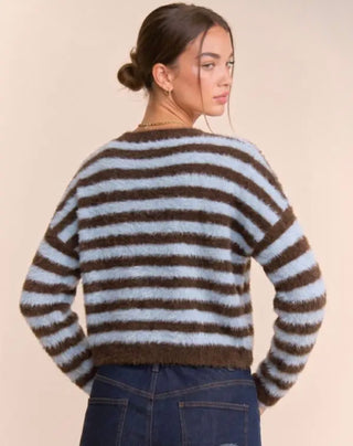 Addie Striped Fuzzy Cardigan