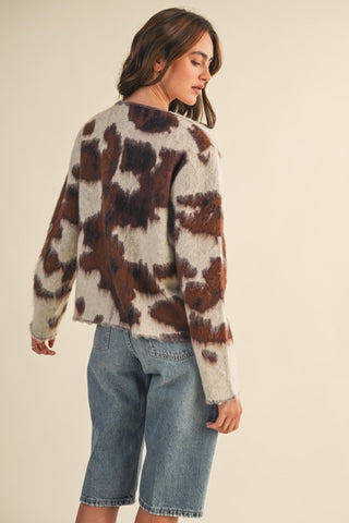 Daisy Cow Print Cardi
