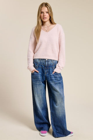 Isla Fuzzy V-Neck Sweater