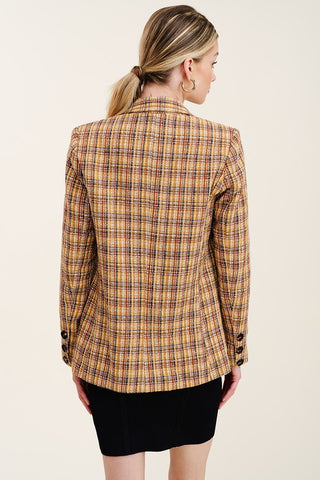 Dara Tweed Plaid Blazer