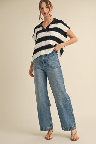 Mimi Striped Collared Sweater