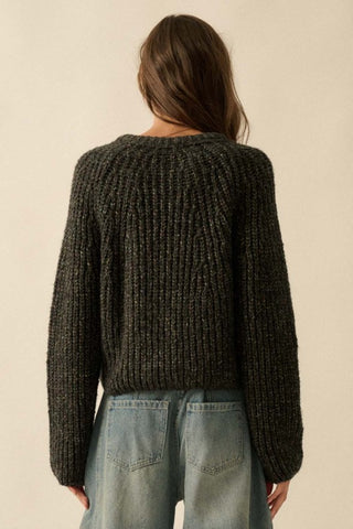 Confetti Ribbed Cardigan Sweater Black