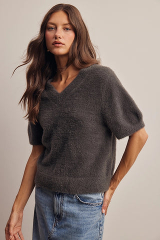 Ida Fuzzy V-neck Knit Sweater