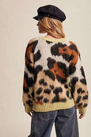 Spotted Fuzzy Leopard Print Sweater