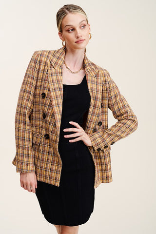 Dara Tweed Plaid Blazer