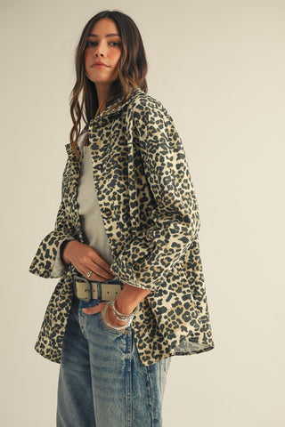 Aria Leopard Button Up Denim Top