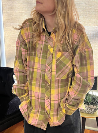 Happy Plaid Flannel Top