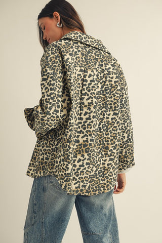 Aria Leopard Button Up Denim Top