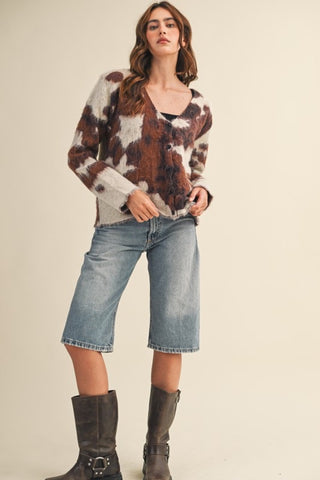 Daisy Cow Print Cardi