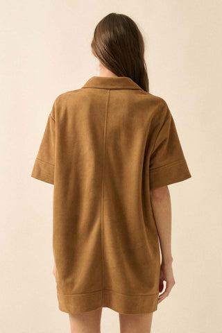 Alaina Faux Suede Shirtdress