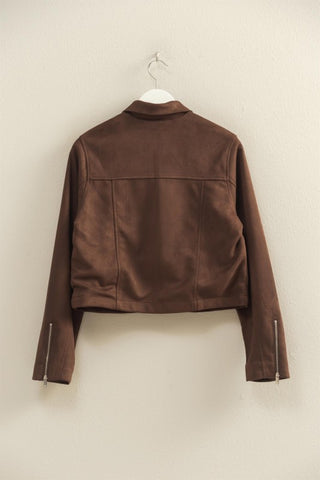 Jennings Faux Suede Zip Up Jacket