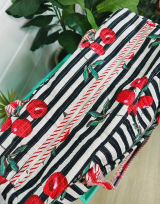 Cherry Quilted Weekender Bag
