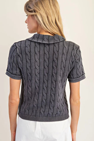 Marcie Cable Knit Polo