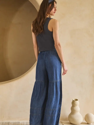 Sia Denim Tiered Wide Leg Pants
