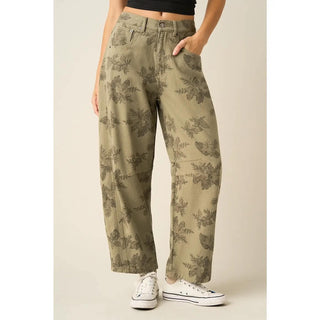 Mindy Floral Barrel Pants